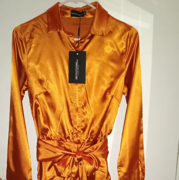 pretty little thing orange satin dress Orange Satin Maxi Dress